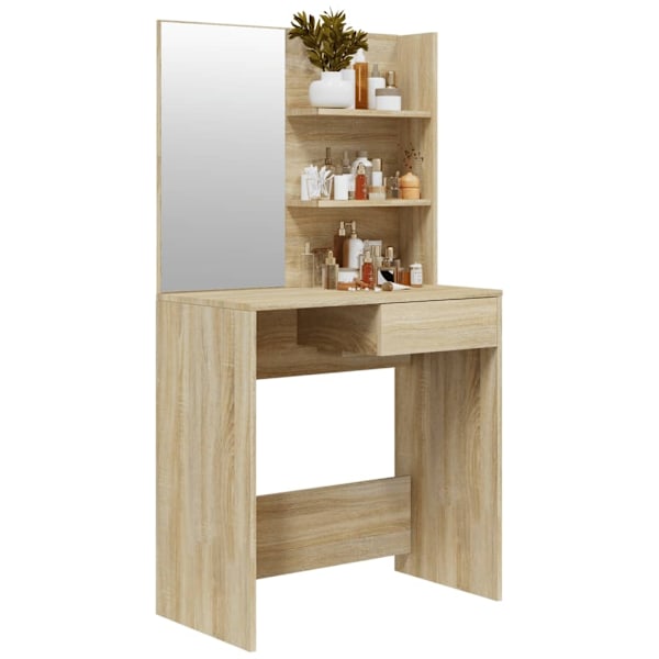 vidaXL Sminkbord med spegel sonoma-ek 74,5x40x141 cm Brun