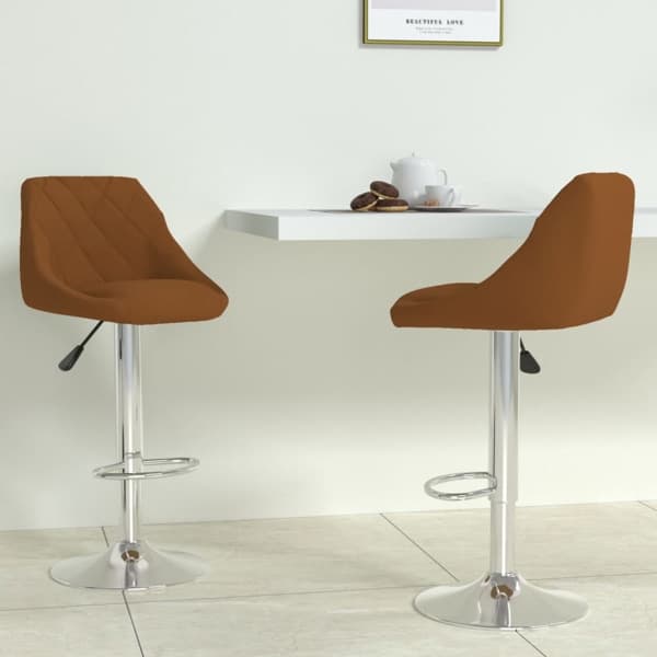 vidaXL Barstolar 2 st brun sammet Brun