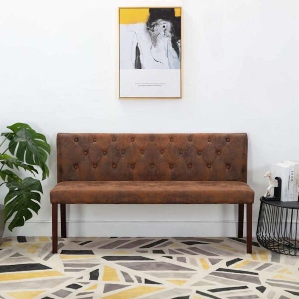 vidaXL Bänk 148,5 cm konstmocka brun Brun