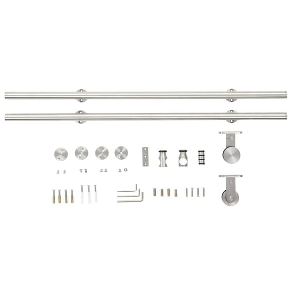 vidaXL Skjutdörrsbeslag 183 cm rostfritt stål silver Silver