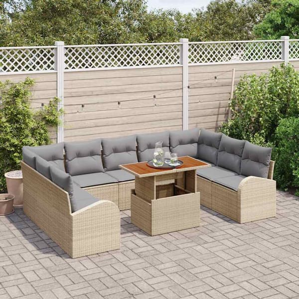 vidaXL Trädgårdsoffset 10 st beige och ljusgrå Beige