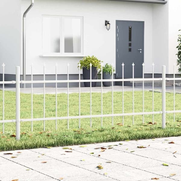 vidaXL Trädgårdsstängsel 6 pcs Vit 10,2 x 0,6 m Pulverlackerad stål Vit