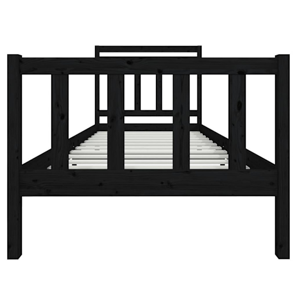 vidaXL Sängram svart massivt trä 90x200 cm Svart