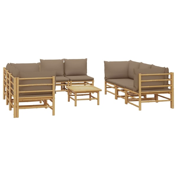 vidaXL Loungegrupp 9 delar taupe dynor bambu Brun