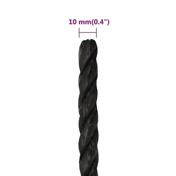 vidaXL Rep svart 10 mm 25 m polypropen art