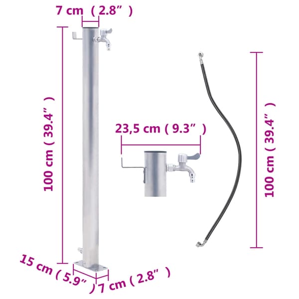 vidaXL Vattenpost 100 cm rostfritt stål rund Silver