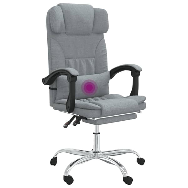 vidaXL Kontorsstol med massage ljusgrå tyg Grå