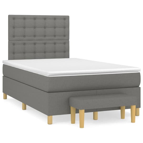 vidaXL Ramsäng med madrass mörkgrå 120x200 cm tyg Grå