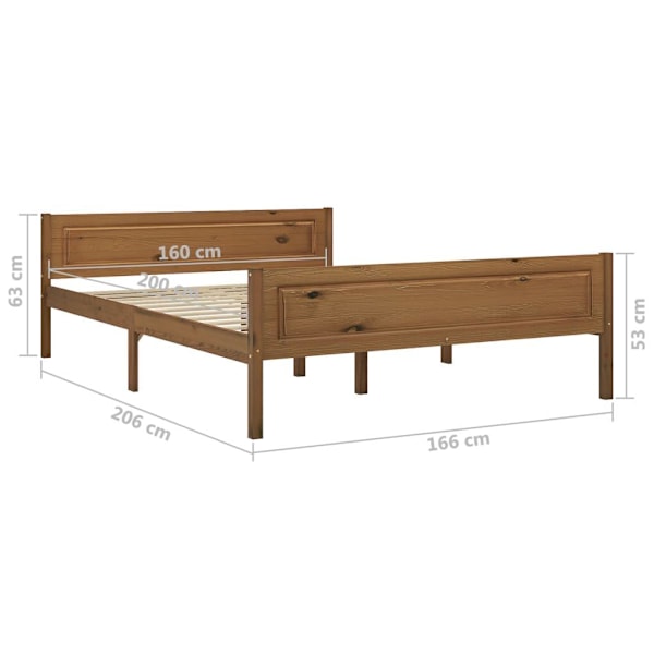 vidaXL Sängram massiv furu honungsbrun 160x200 cm Brun