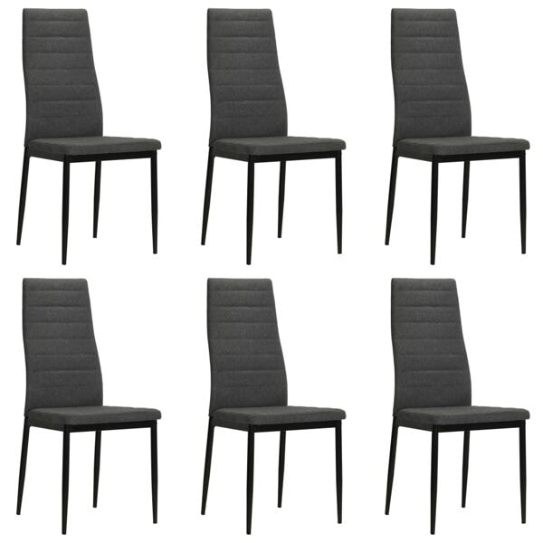 vidaXL Matstolar 6 st mörkgrå tyg grå