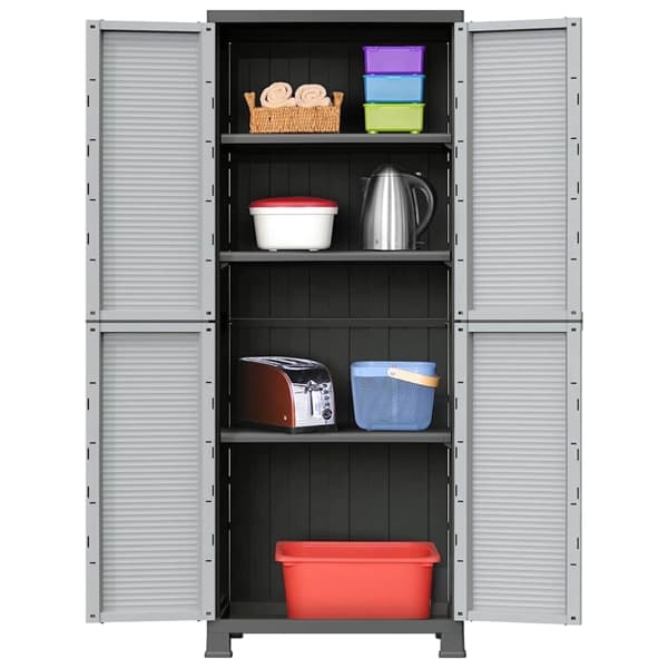 vidaXL Plastskåp 68x39x171,5 cm grå