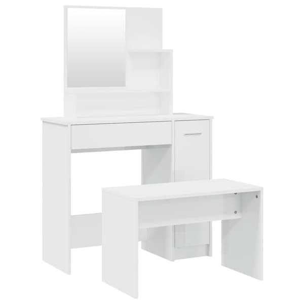 vidaXL Sminkbord set vit högglans 86,5x35x136 cm Vit
