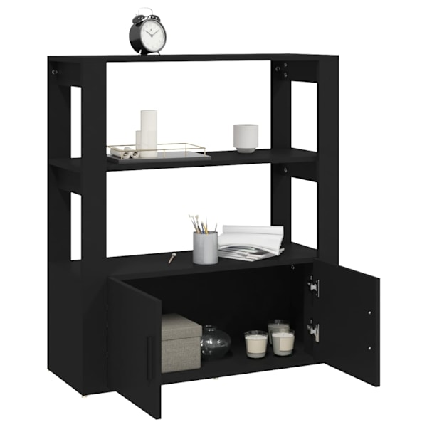 vidaXL Skänk svart 80x30x90 cm konstruerat trä Svart