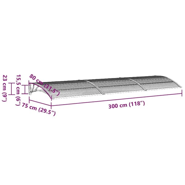 vidaXL Entrétak grå 300x75 cm polykarbonat Grå
