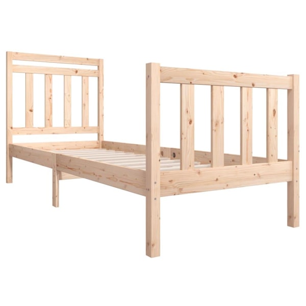 vidaXL Sängram massivt trä 75x190 cm Brun