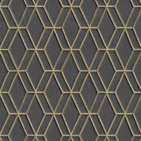 DUTCH WALLCOVERINGS Tapet hexagonal svart och guld multifärg