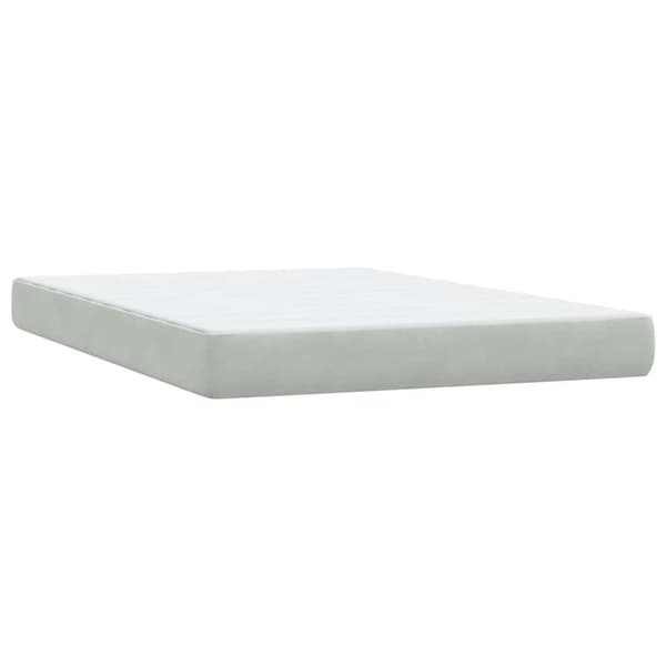 vidaXL Ramsäng med madrass ljusgrå 160x220 cm sammet Grå