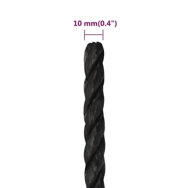vidaXL Rep svart 10 mm 500 m polypropen Svart