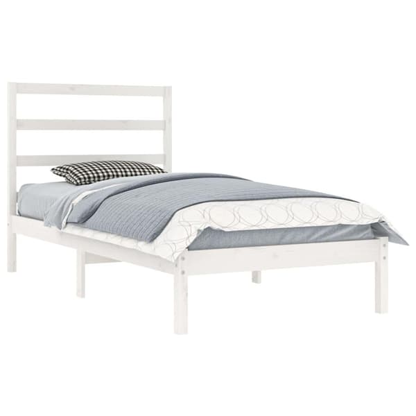 vidaXL Sängram vit massiv furu 90x200 cm Vit