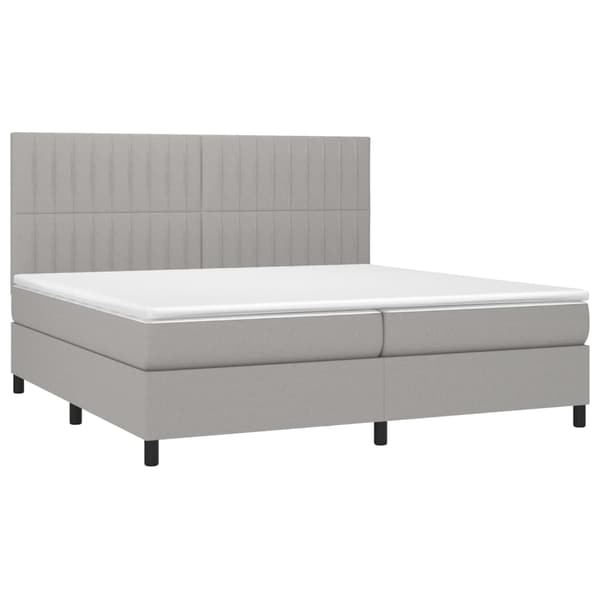 vidaXL Ramsäng med madrass & LED ljusgrå 200x200 cm tyg Grå