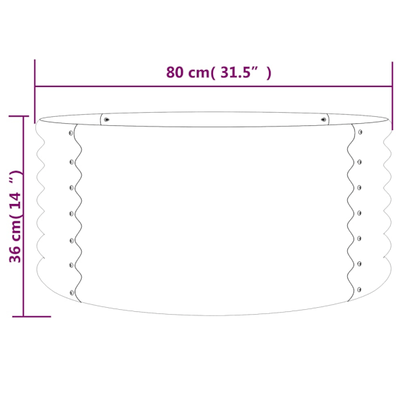 vidaXL Odlingslåda pulverlackerat stål 80x80x36 cm grön Grön