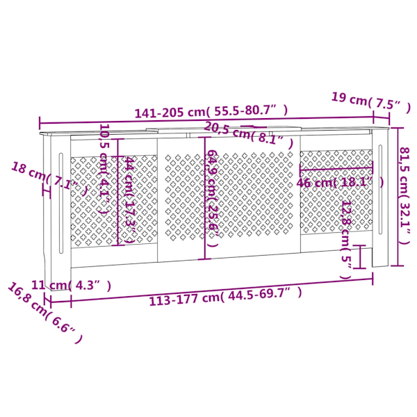 vidaXL Elementskydd MDF 205 cm Brun