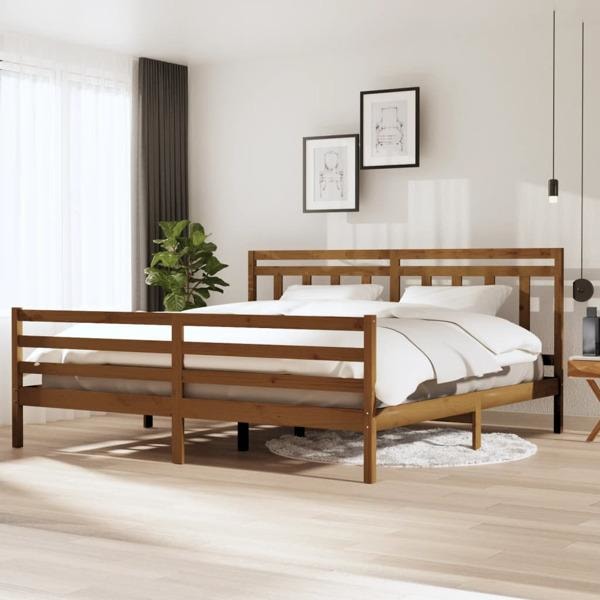 vidaXL Sängram honungsbrun massivt trä 200x200 cm Brun