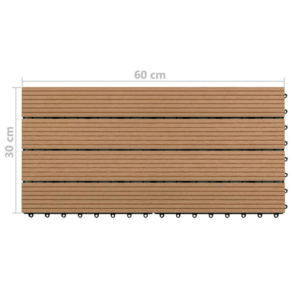 vidaXL Markplattor 6 st WPC 60x30 cm 1,08 m² brun Brun