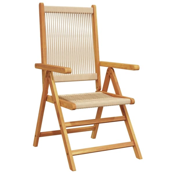 vidaXL Fällbara fåtöljer 4 st beige massivt trä akacia Beige