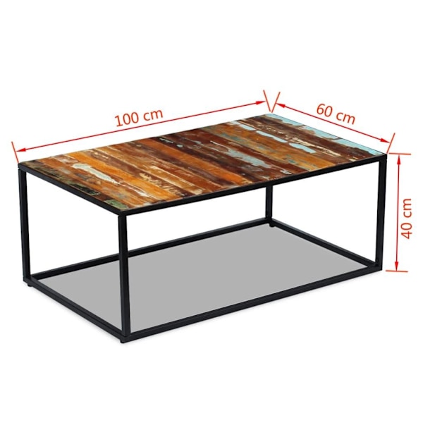 vidaXL Soffbord massivt återvunnet trä 100x60x40 cm multifärg