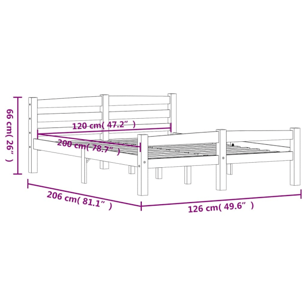 vidaXL Sängram utan madrass honungsbrun massiv furu 120x200 cm Brun