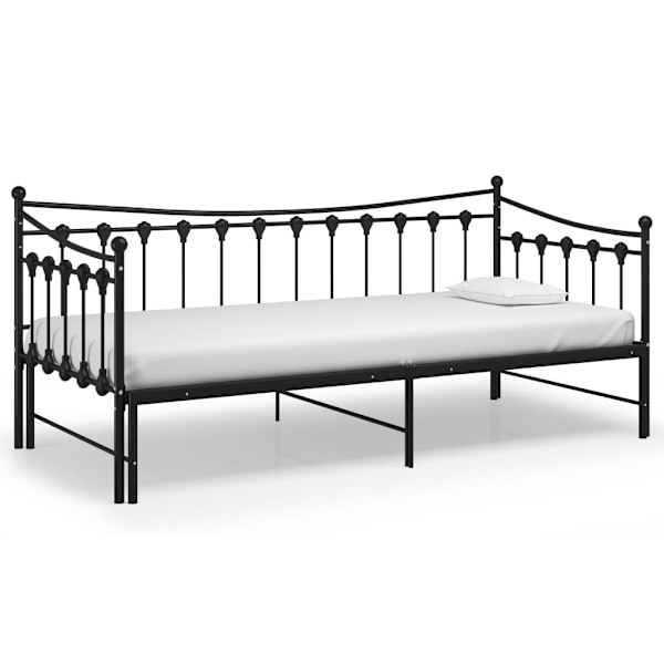 vidaXL Utdragbar sängram bäddsoffa svart metall 90x200 cm Svart