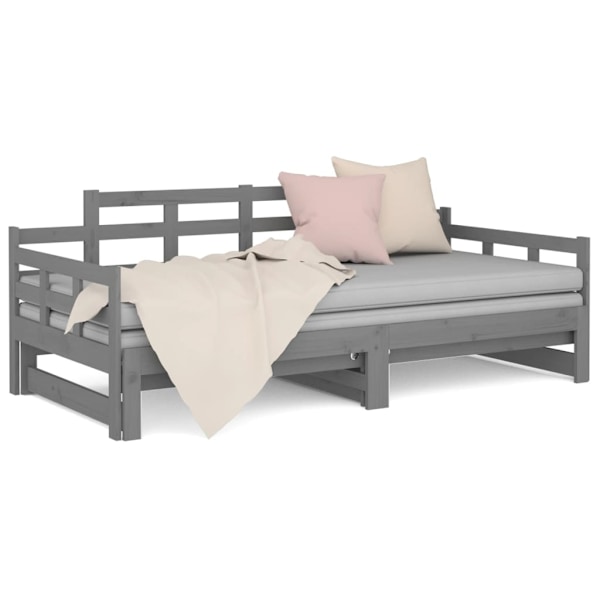 vidaXL Bäddsoffa grå massiv furu 2x(90x200) cm Grå