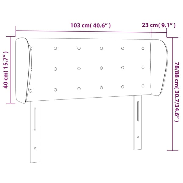 vidaXL Sänggavel med kanter mörkgrå 103x23x78/88 cm sammet Grå