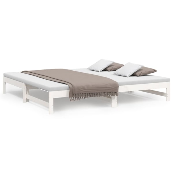 vidaXL Utdragbar dagbädd vit 2x(80x200) cm massiv furu Vit