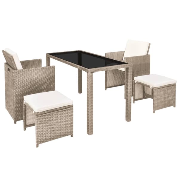 vidaXL Trädgårdsmöbelset grå konstrotting 11 delar Beige