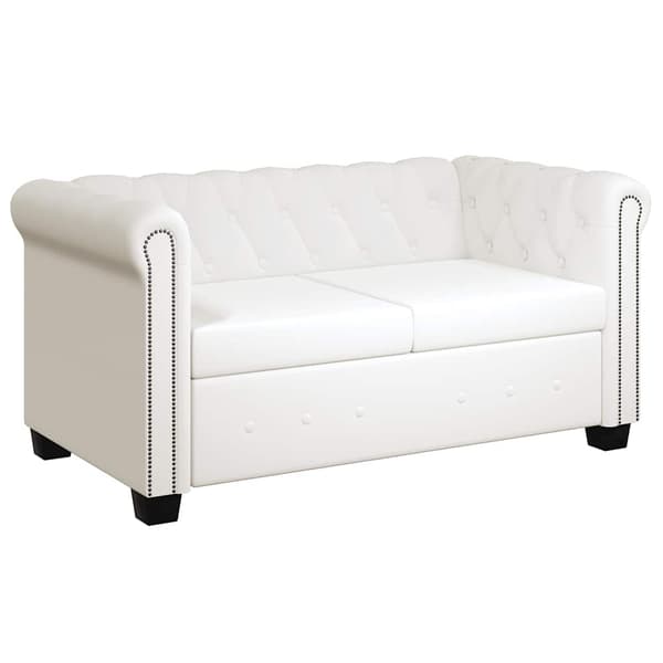 vidaXL Soffa Chesterfield i vit konstläder 2-sitsig Vit