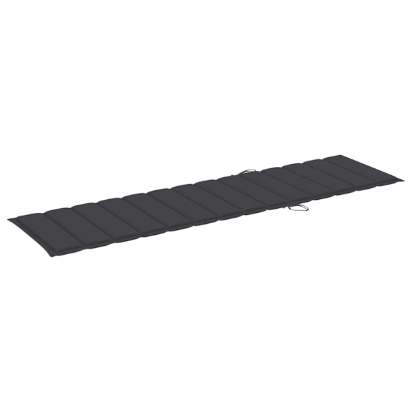 vidaXL Solsäng med bord och dyna massiv teak Antracit
