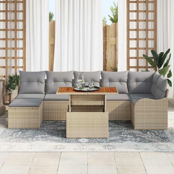 vidaXL Trädgårdsoffset 8 st beige och ljusgrå Beige