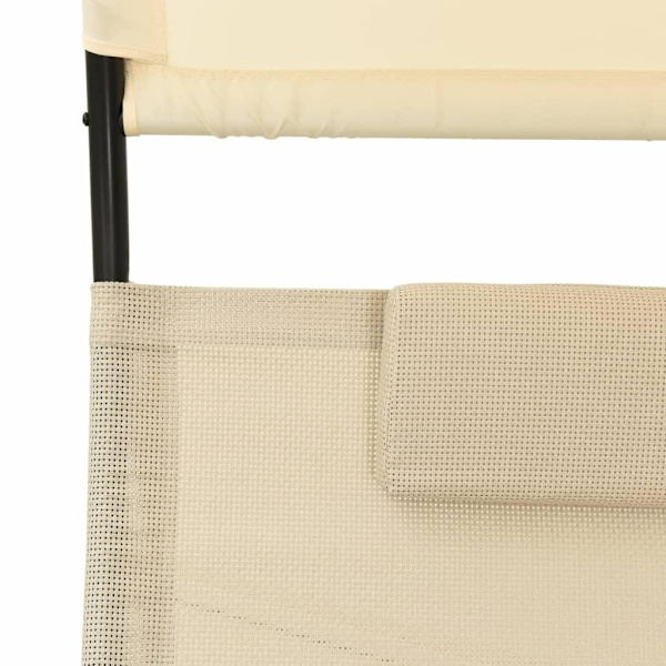 vidaXL Dubbel solsäng med tak textilen gräddvit Creme
