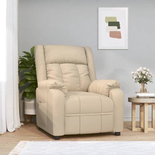 vidaXL Reclinerfåtölj gräddvit tyg Kräm