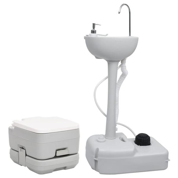 vidaXL Portabel campingtoalett med handfat