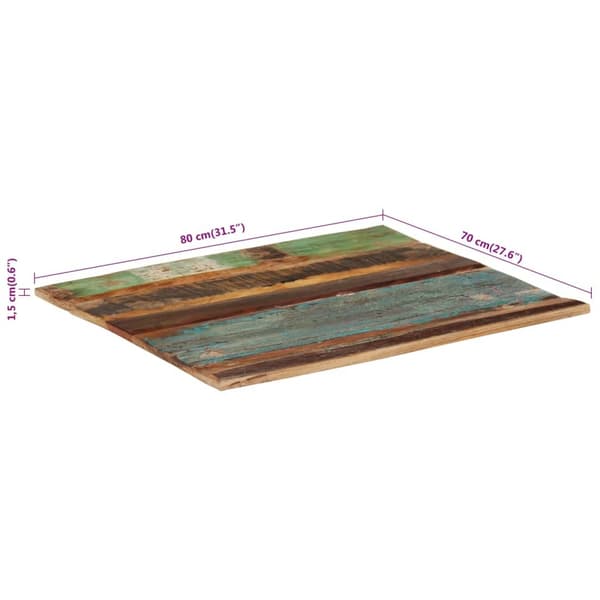 vidaXL Rektangulär bordsskiva 70x80 cm 15-16 mm massivt återvunnet trä multifärg