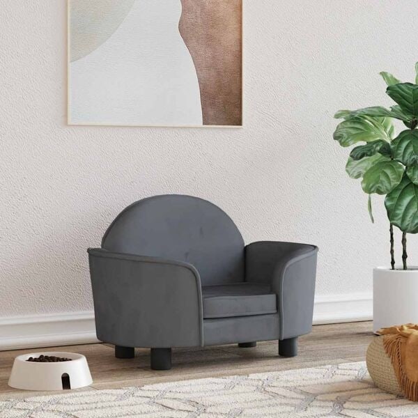 vidaXL Hundbädd mörkgrå 66x40x45 cm sammet Grå