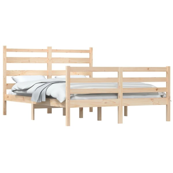 vidaXL Sängram massiv furu 120x200 cm Brun