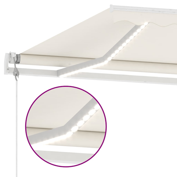 vidaXL Automatisk markis med vindsensor & LED 450x350 cm gräddvit Creme