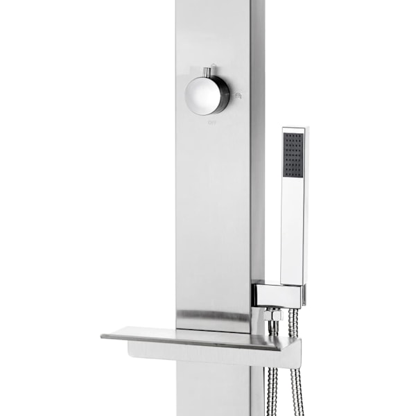 vidaXL Trädgårdsdusch med grått golv 225 cm rostfritt stål Grå