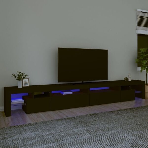 vidaXL Tv-bänk med LED-belysning svart 290x36,5x40 cm Svart