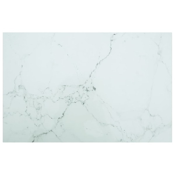 vidaXL Bordsskiva vit 100x62 cm 8 mm härdat glas med marmortextur Vit