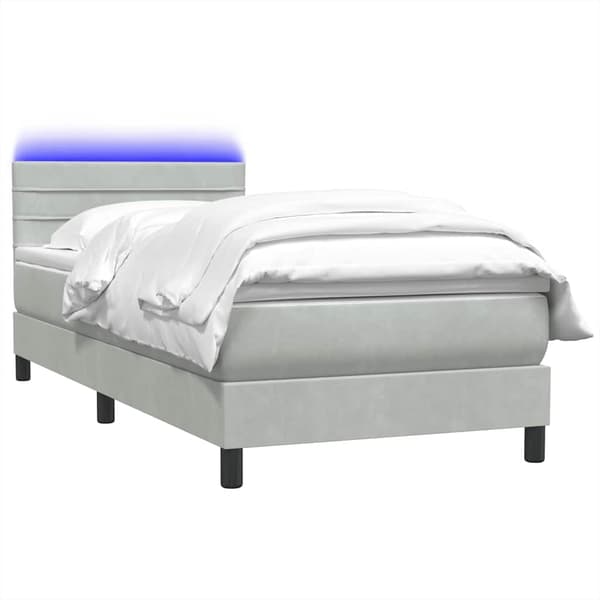vidaXL Ramsäng med madrass ljusgrå 80x220 cm sammet Grå